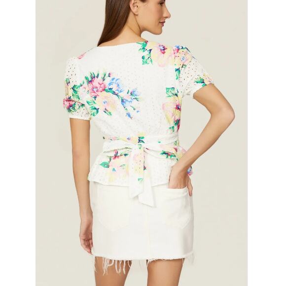 SLATE & WILLOW X RTR White Floral Eyelet Blouse Top Size L - Picture 2 of 10